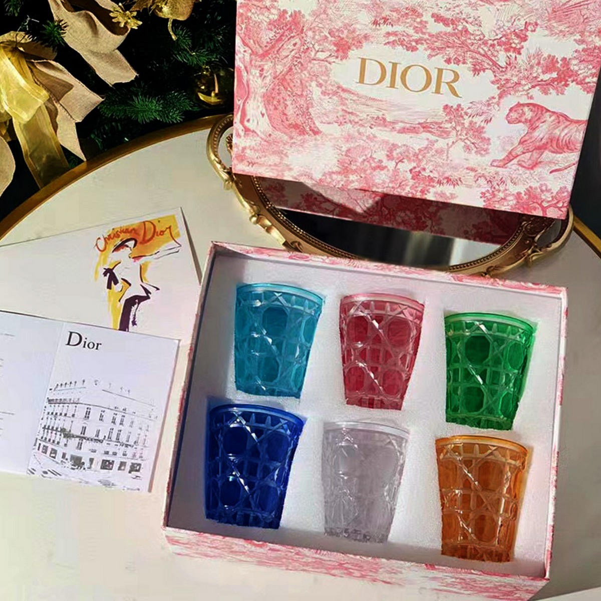 Dior Water Glass Transparent Cannage